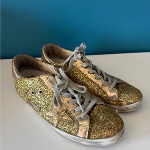 GOLDEN GOOSE GOLD GLITTER SNEAKERS